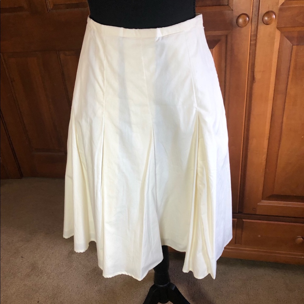 eShakti Ivory Skirt With Box Pleats Sz 10